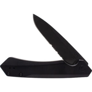 Mission Series Black Anodized Aluminum S35VN Spear DLC-Coated Serrated Blade Kinzua®