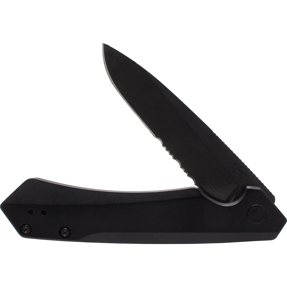Mission Series Black Anodized Aluminum S35VN Spear DLC-Coated Serrated Blade Kinzua®
