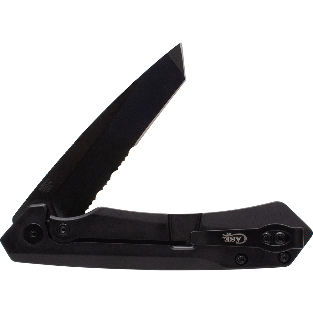 Mission Series Black Anodized Aluminum S35VN Tanto DLC-Coated Serrated Blade Kinzua® - Image 2