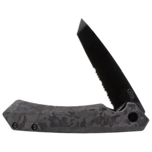 Mission Series Marbled Carbon Fiber S35VN Tanto DLC-Coated Serrated Blade Kinzua®