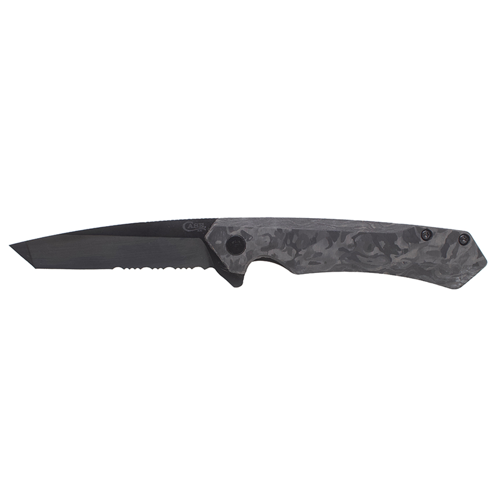 Mission Series Marbled Carbon Fiber MagnaCut Tanto DLC-Coated Serrated Blade Kinzua® - Image 4