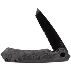 Mission Series Marbled Carbon Fiber MagnaCut Tanto DLC-Coated Serrated Blade Kinzua®