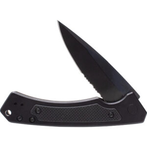 Mission Series Black Anodized Aluminum S35VN Drop Point DLC-Coated Serrated Blade Marilla®