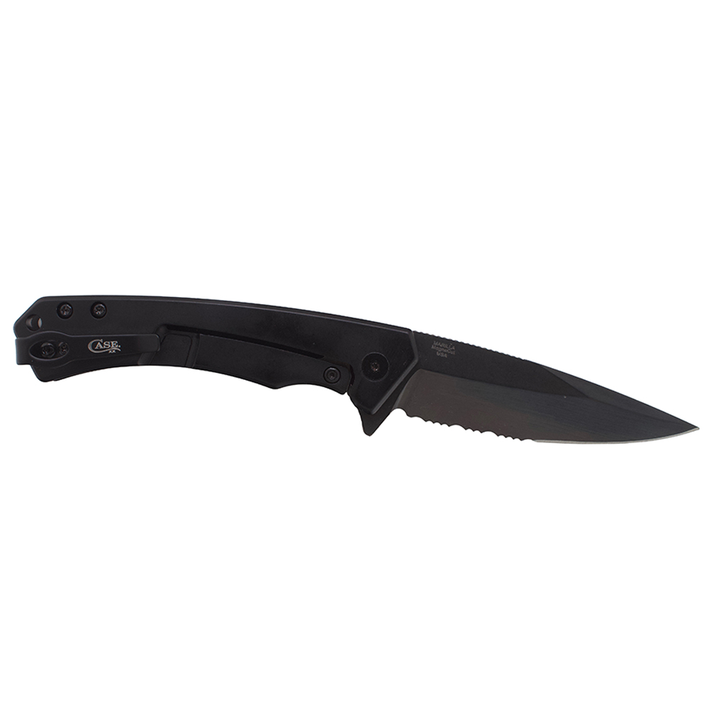 Mission Series Black Anodized Aluminum MagnaCut Drop Point DLC-Coated Serrated Blade Marilla® - Image 3
