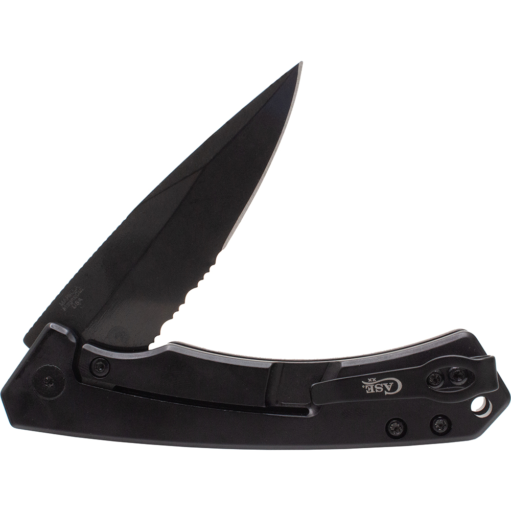 Mission Series Black Anodized Aluminum MagnaCut Drop Point DLC-Coated Serrated Blade Marilla® - Image 2