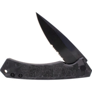 Mission Series Marbled Carbon Fiber S35VN Drop Point DLC-Coated Serrated Blade Marilla®