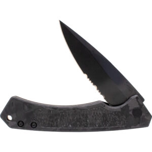 Mission Series Marbled Carbon Fiber MagnaCut Drop Point DLC-Coated Serrated Blade Marilla®