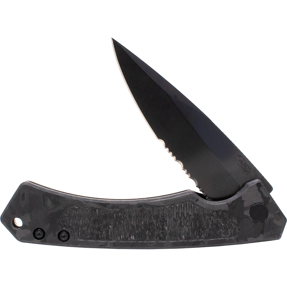 Mission Series Marbled Carbon Fiber MagnaCut Drop Point DLC-Coated Serrated Blade Marilla®