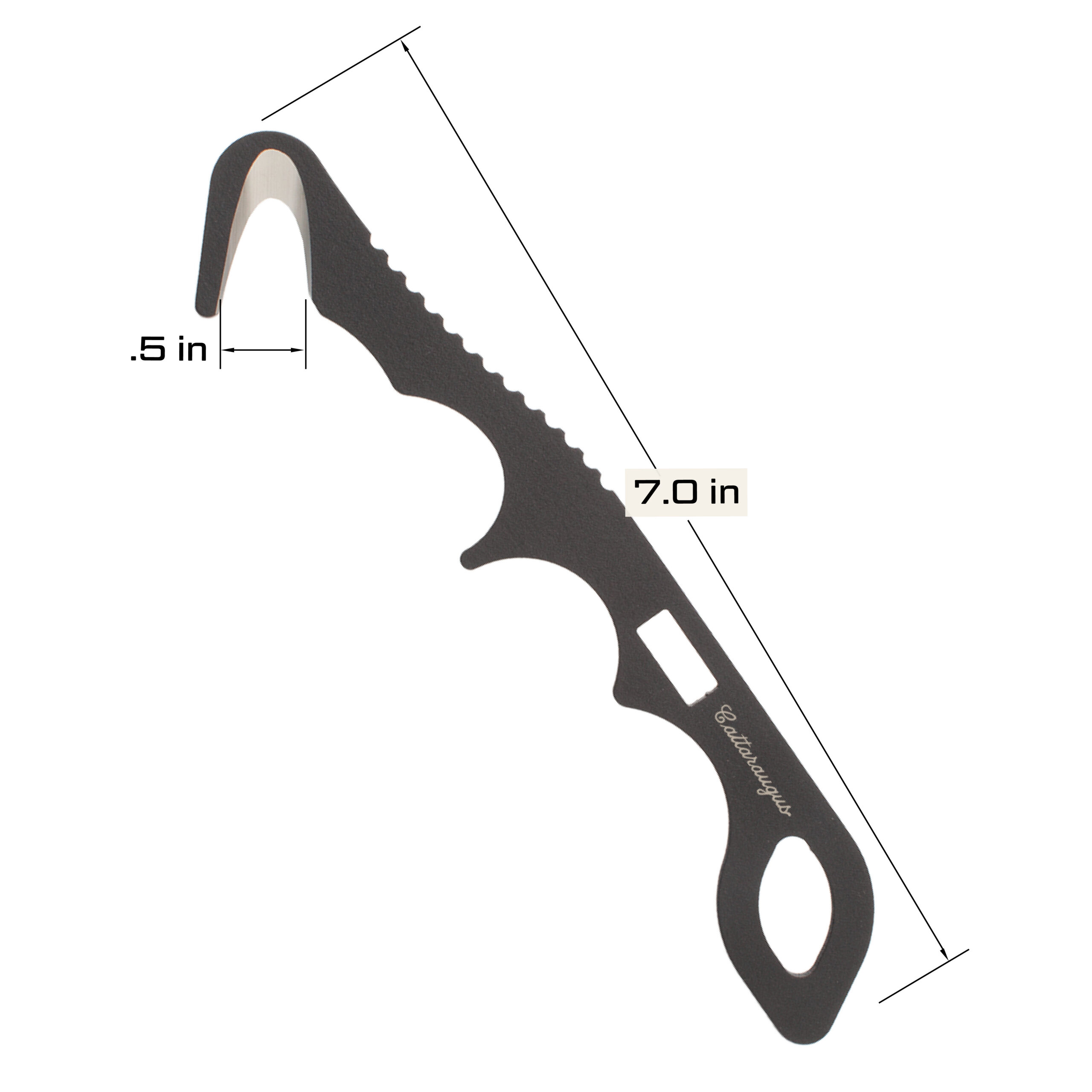 Duty Safety Hook with MOLLE-Compatible Easy-Access Sheath – 440C Stainless Steel, Black Powder Coat - Image 2