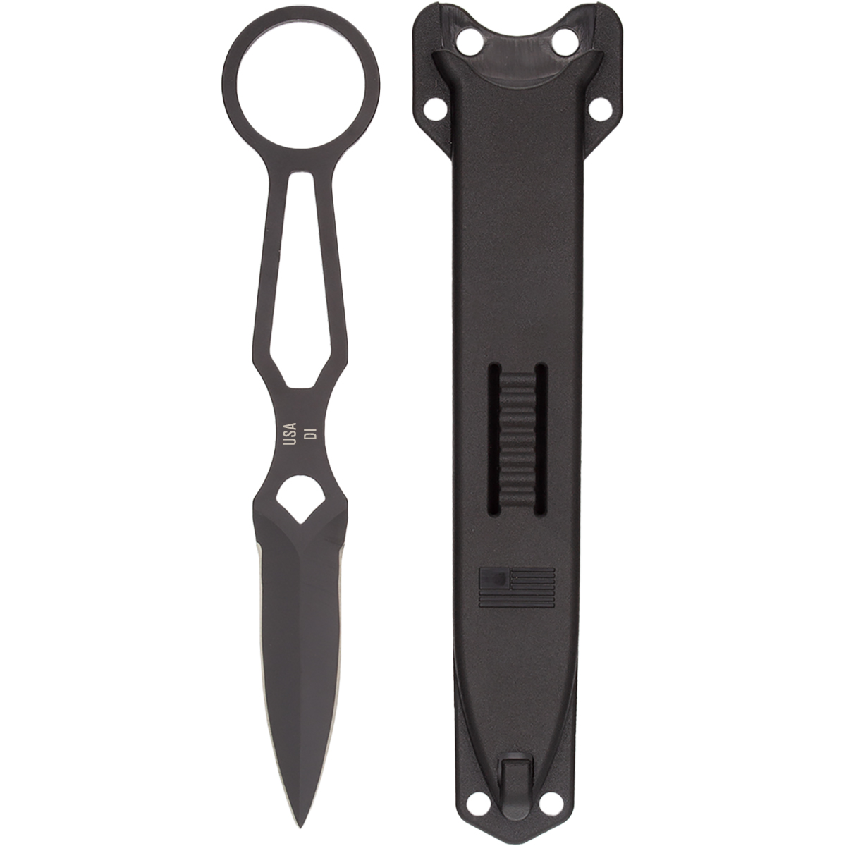 Vest Dagger with Multi-Compatible Injection-Molded Sheath – 440C Stainless Steel, Black Cerakote - Image 4